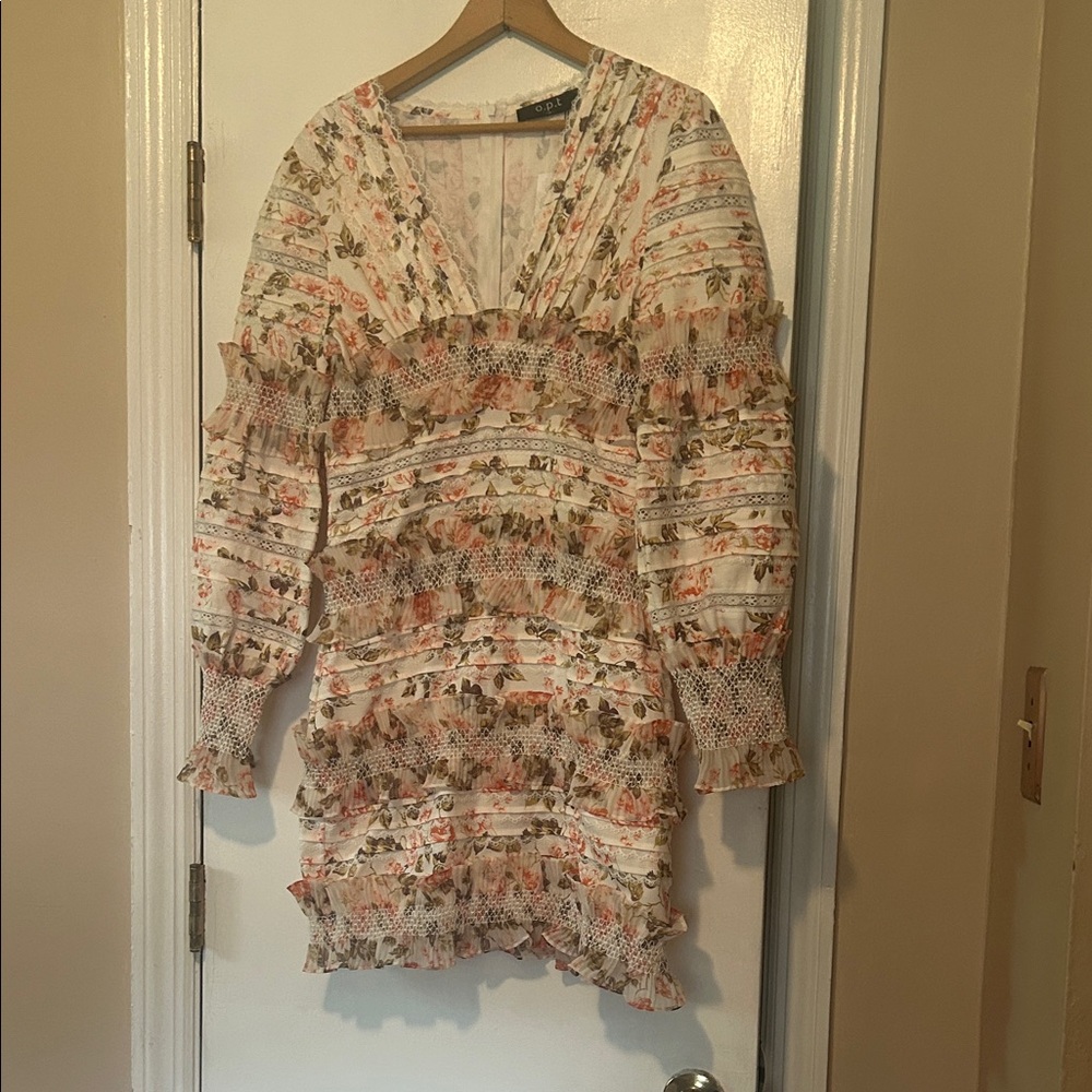 Floral Ruffle Women's Long Sleeve Dress